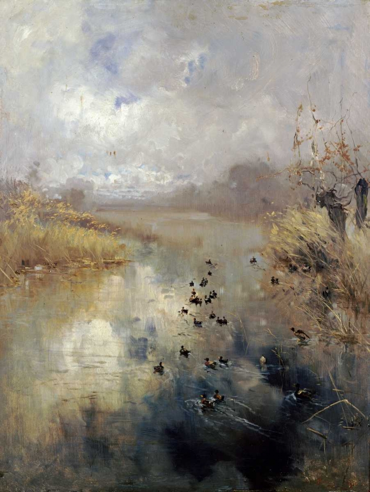 Wall Art Painting id:89801, Name: Ducks On a Lake, Artist: Mariani, Pompeo