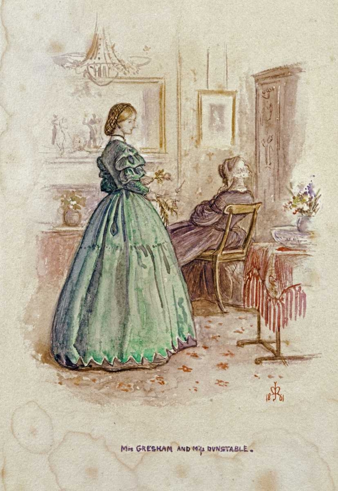 Wall Art Painting id:89822, Name: Mrs. Gresham and Miss Dunstable, Artist: Millais, John Everett
