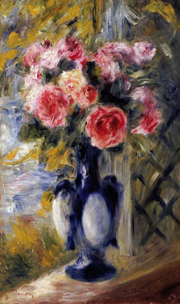 Wall art: Roses In a Blue Vase, by Renoir, Pierre-Auguste