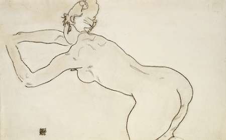 Wall Art Painting id:185438, Name: Female Nude Kneeling, Artist: Schiele, Egon