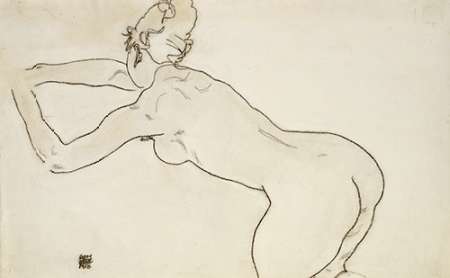 Wall art: Female Nude Kneeling, by Schiele, Egon