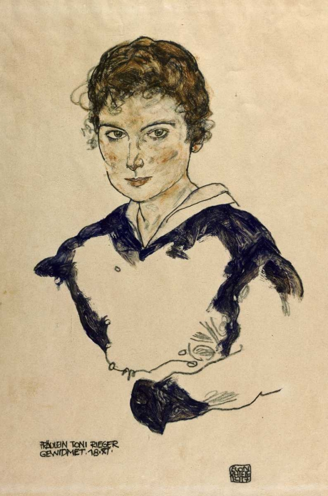 Wall Art Painting id:89986, Name: Portrait Fraulein Toni Rieger, Artist: Schiele, Egon