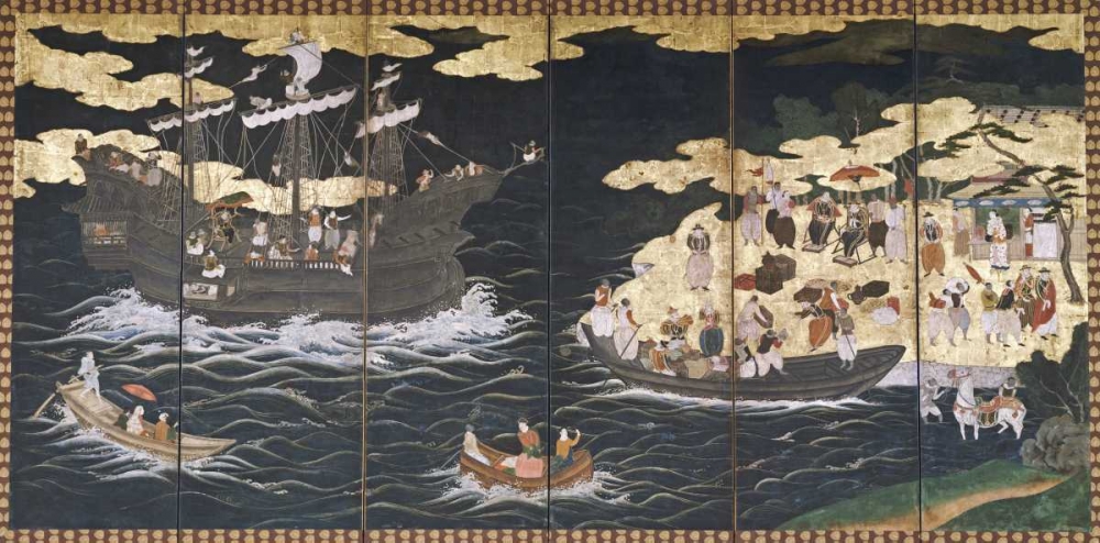 Wall Art Painting id:90069, Name: Arrival of The Southern Barbarians, Artist: Unknown