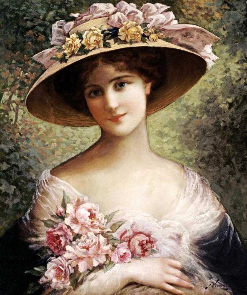Wall Art Painting id:90109, Name: The Fancy Bonnet, Artist: Vernon, Emile