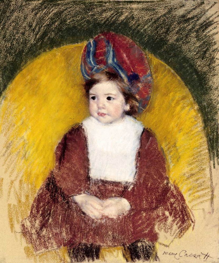 Wall Art Painting id:90273, Name: Margot In a Dark Red Costume, Artist: Cassatt, Mary