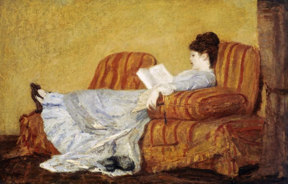 Wall Art Painting id:90275, Name: Young Lady Reading, Artist: Cassatt, Mary