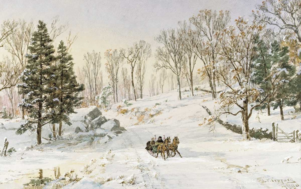 Wall art: Winter on Ravensdale Road, Hastings-On-Hudson, New York, by Cropsey, Jasper Francis