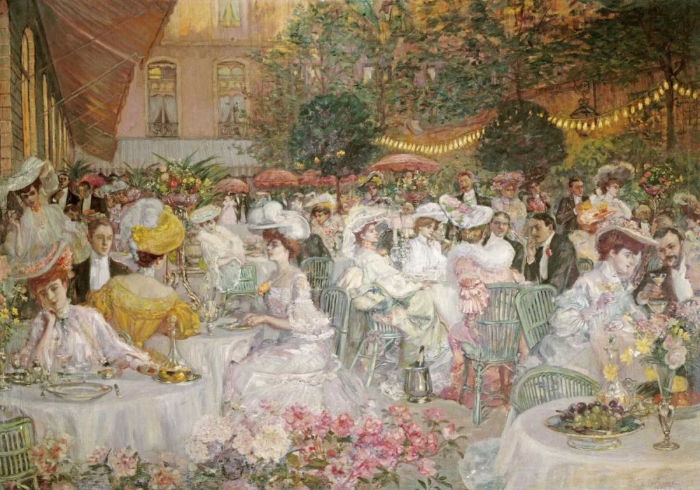 Wall Art Painting id:90347, Name: A Restaurant Terrace, Artist: French School