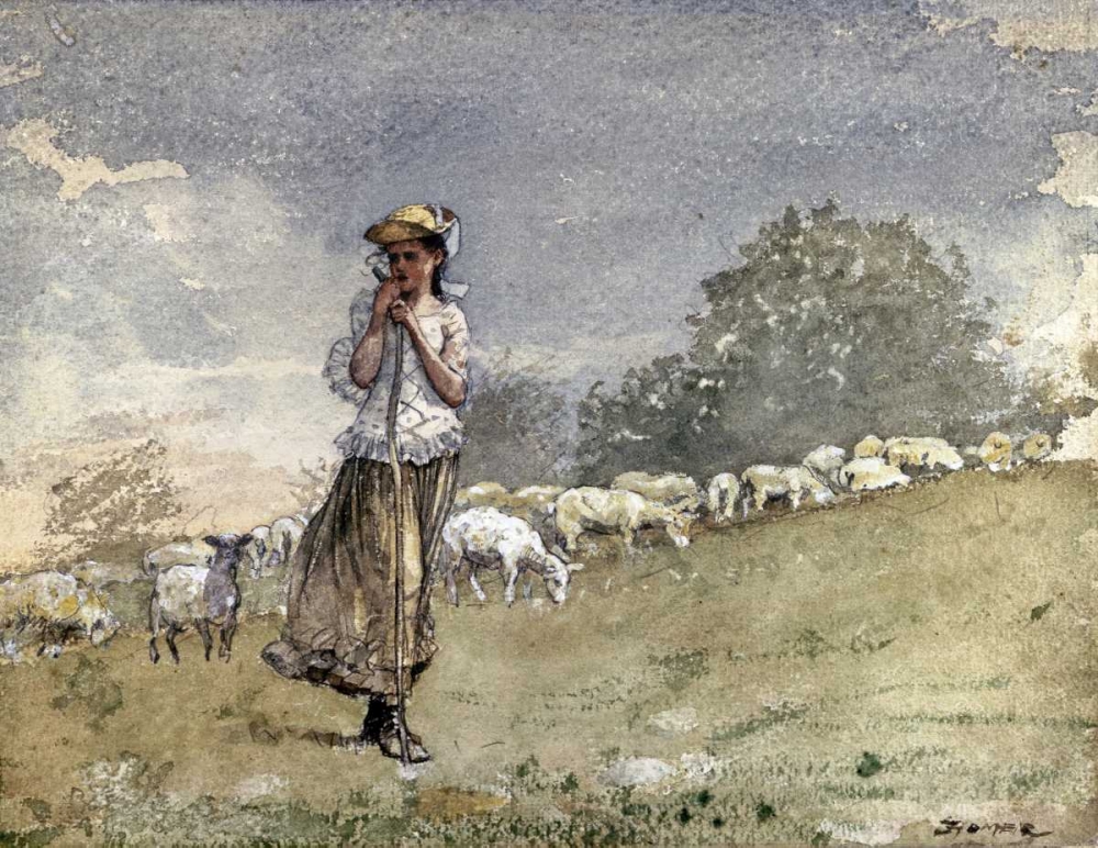 Wall art: Tending Sheep, Houghton Farm, by Homer, Winslow