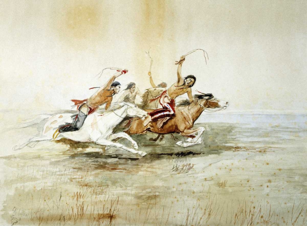 Wall Art Painting id:90593, Name: Indian Horse Race No.4, Artist: Russell, Charles M.