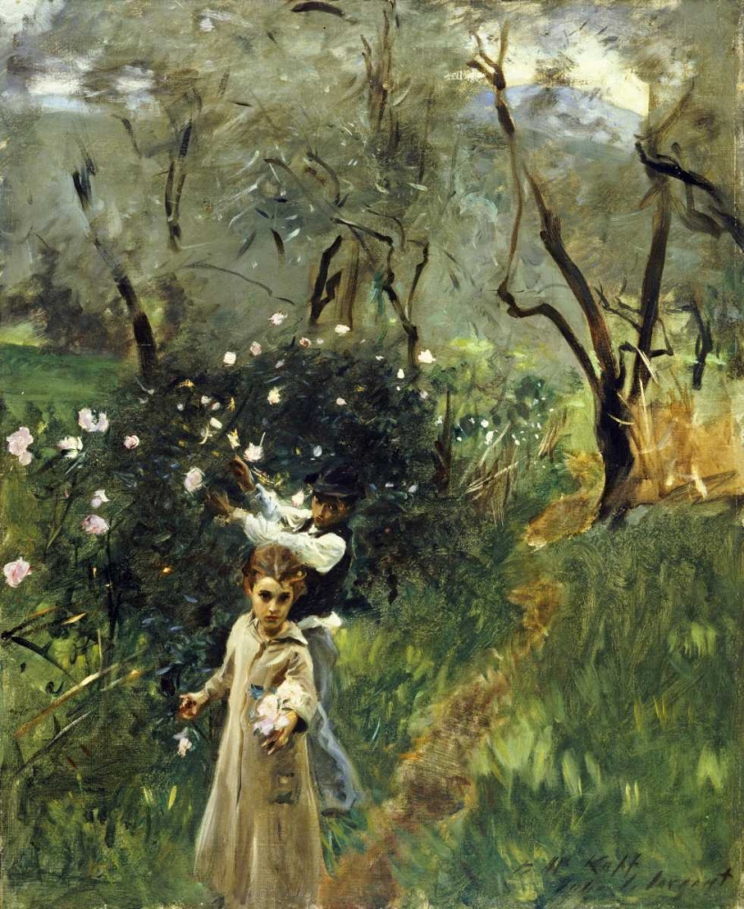 Wall Art Painting id:90596, Name: Gathering Flowers at Twilight, Artist: Sargent, John Singer