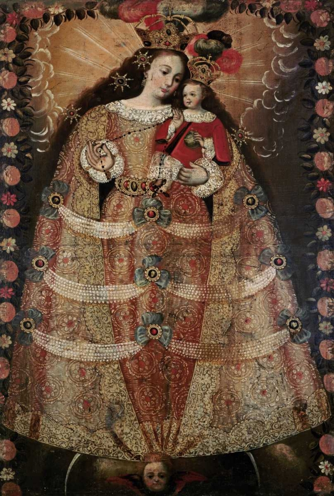 Wall Art Painting id:90651, Name: The Virgin of Pomata With a Rosary, Artist: Unknown