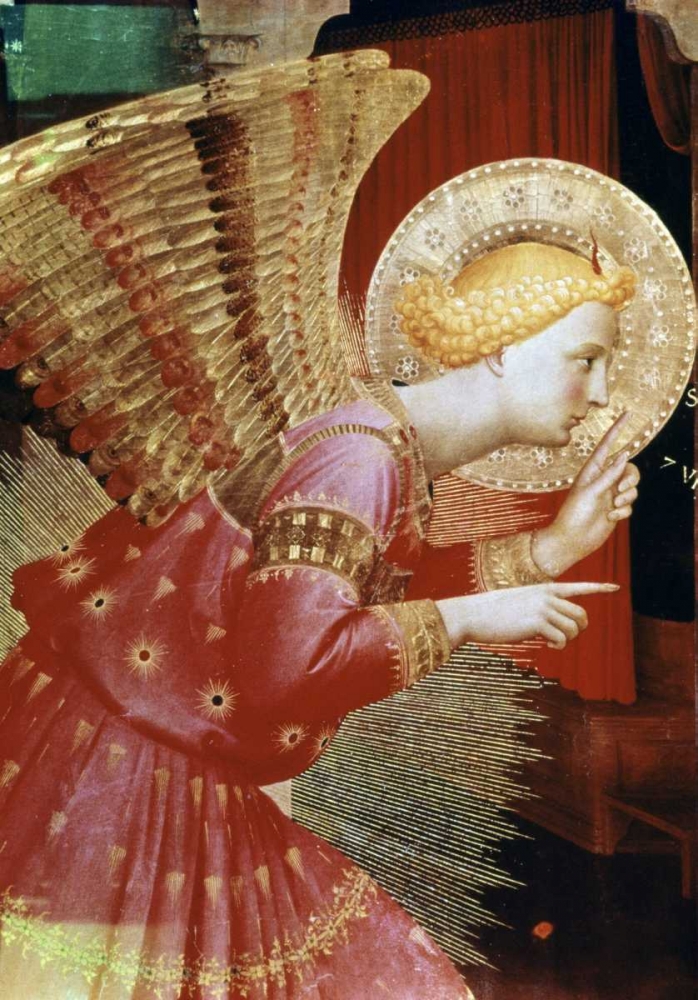 Wall Art Painting id:90696, Name: Angel of The Annunciation - Detail, Artist: Angelico, Fra