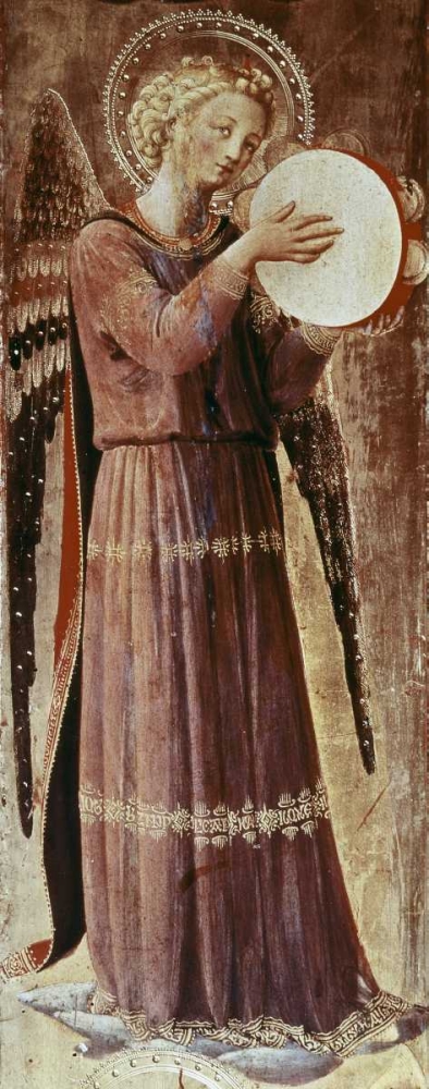 Wall Art Painting id:90697, Name: Angel With Tambourine, Artist: Angelico, Fra