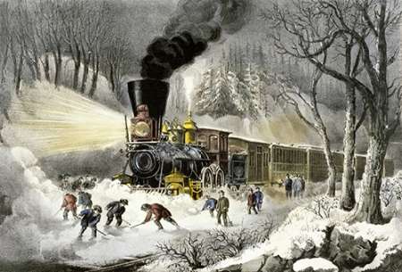 Wall Art Painting id:185953, Name: American Railroad Scene/Snowbound, Artist: Ives, Currier and