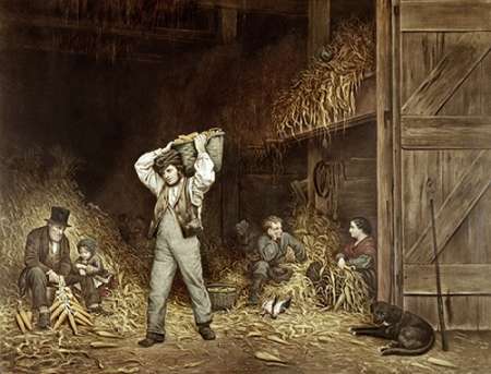 Wall art: Husking Corn, by Ives, Currier and