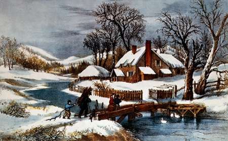 Wall Art Painting id:185965, Name: Ingleside Winter, Artist: Ives, Currier and