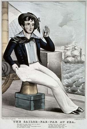 Wall Art Painting id:185969, Name: Sailor - Far-Far at Sea, Artist: Ives, Currier and