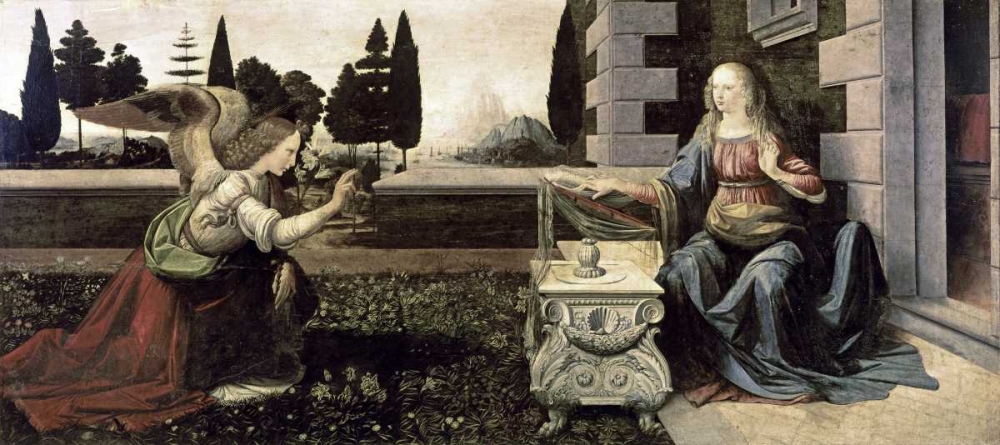 Wall Art Painting id:90911, Name: Annunciation, Artist: Da Vinci, Leonardo