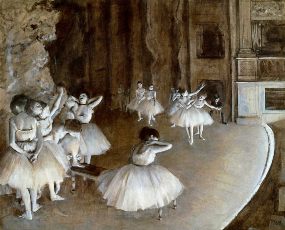 Wall Art Painting id:90942, Name: Ballet Rehearsal on the Set, 1874, Artist: Degas, Edgar