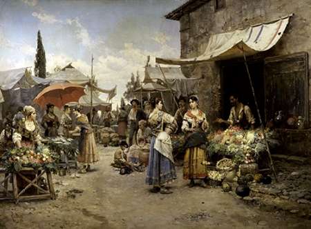 Wall Art Painting id:186046, Name: Marketplace, Artist: Detti, Cesare Agostino