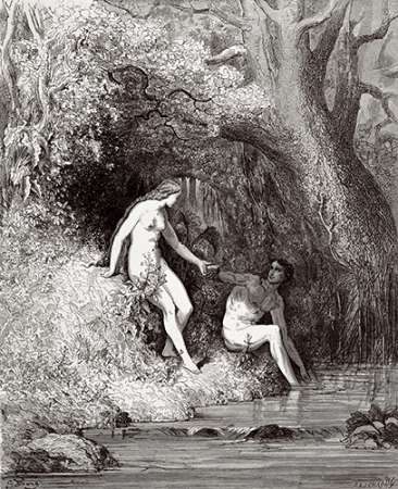 Wall Art Painting id:186055, Name: Adam and Eve In Paradise (from Miltons Paradise Lost), Artist: Dore, Gustave