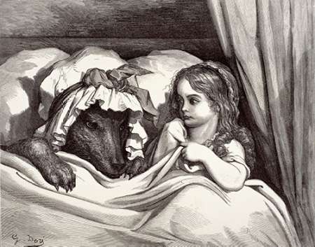 Wall Art Painting id:186058, Name: Little Red Riding Hood, Artist: Dore, Gustave