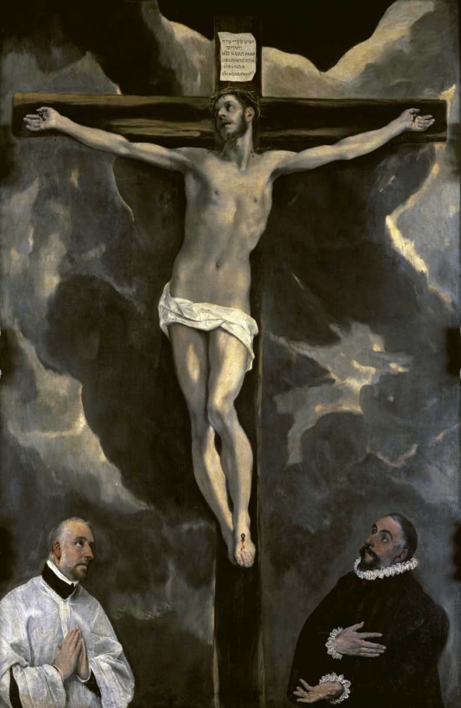 Wall Art Painting id:91000, Name: Christ on the Cross Adored by Two Donors, Artist: El Greco