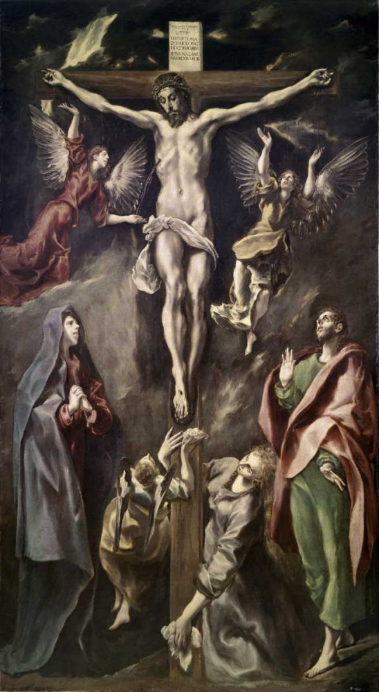 Wall Art Painting id:91002, Name: Crucifixion With Virgin, Magdalene, St. John and Angels, Artist: El Greco