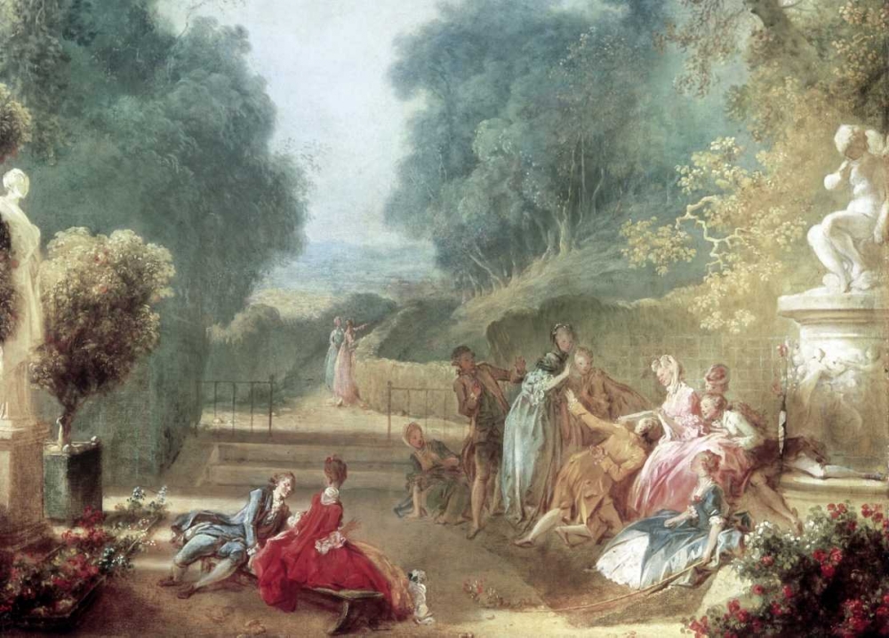 Wall Art Painting id:91030, Name: A Game of Hot Cockles, Artist: Fragonard, Jean Honore