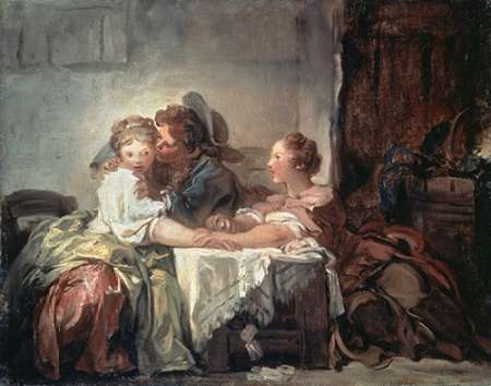 Wall Art Painting id:186129, Name: The Captured Kiss, Artist: Fragonard, Jean Honore