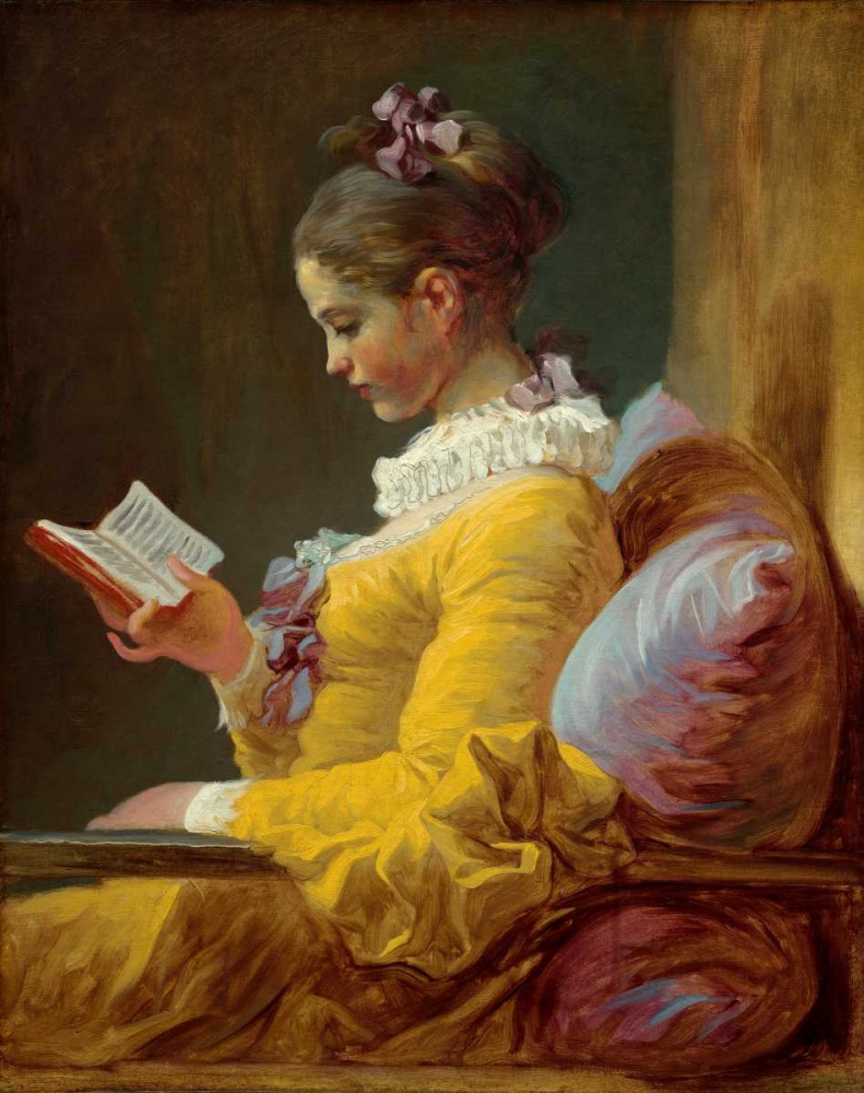Wall Art Painting id:142413, Name: Young Girl Reading, Artist: Fragonard, Jean Honore