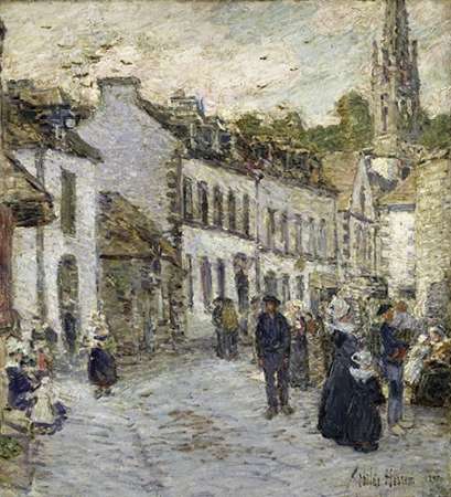 Wall Art Painting id:186200, Name: Street In Pont Aven In Evening, Artist: Hassam, Childe
