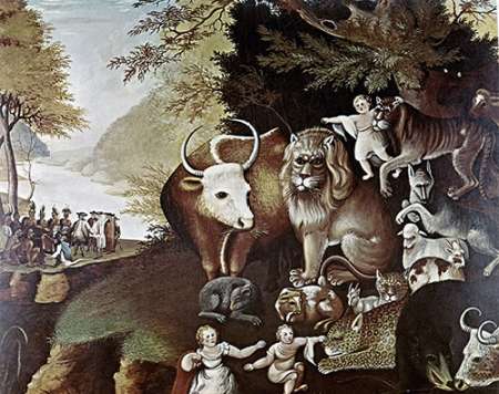 Wall Art Painting id:186208, Name: Peaceable Kingdom, Artist: Hicks, Edward