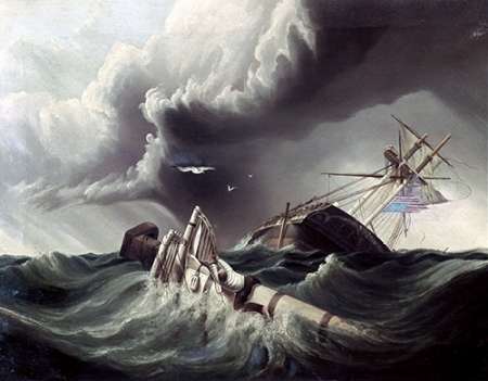 Wall art: Wreck of An American War-Sloop, by Lowell, J.