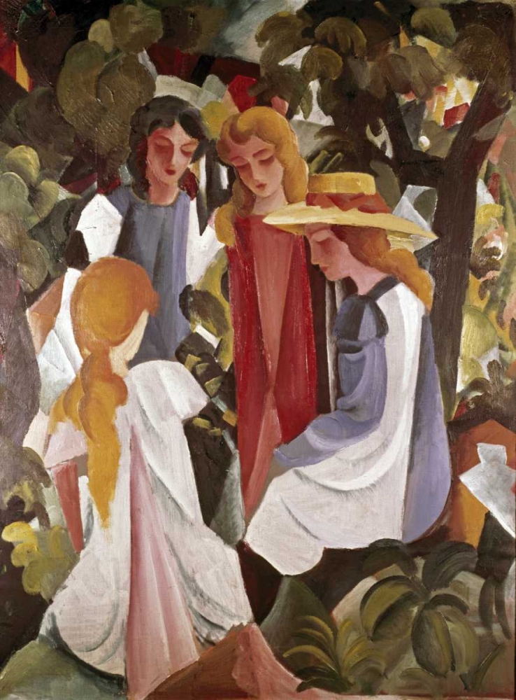 Wall Art Painting id:91235, Name: Four Girls, Artist: Macke, August
