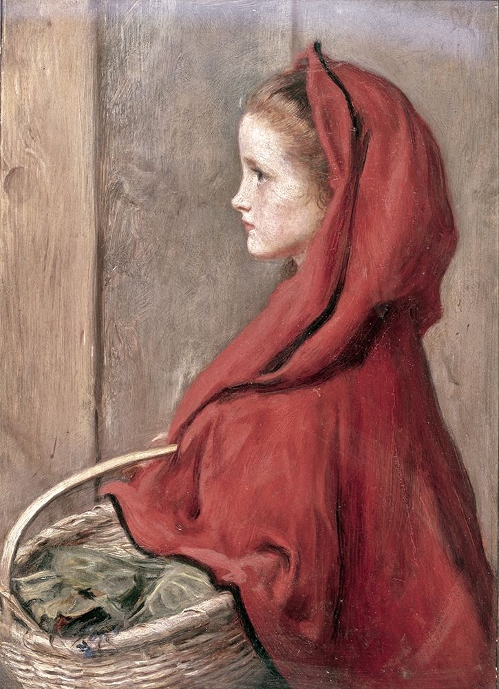 Wall Art Painting id:268046, Name: Red Riding Hood (The Artists Daughter Effie), Artist: Millais, John Everett