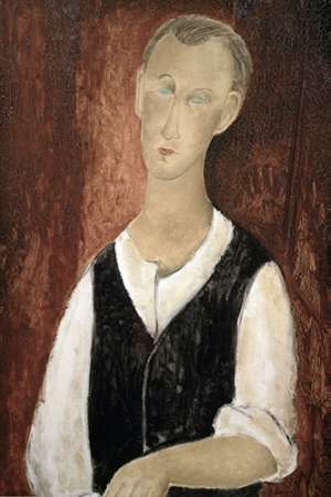 Wall Art Painting id:186290, Name: Young Man With a Black Vest, Artist: Modigliani, Amedeo