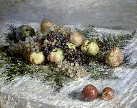 Wall Art Painting id:186318, Name: Still Life with Pears and Grapes, Artist: Monet, Claude