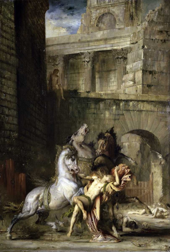 Wall Art Painting id:91396, Name: Les Chevaux de Diomede, Artist: Moreau, Gustave