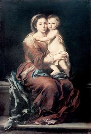 Wall Art Painting id:186344, Name: Madonna and The Rosary #1, Artist: Murillo, Bartolome Esteban
