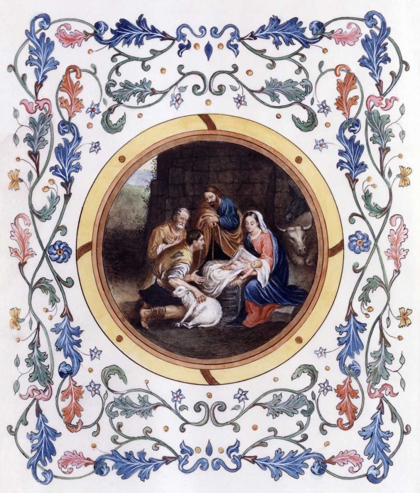 Art Print: Nativity With Illuminated Border