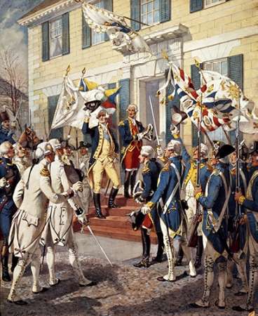 Art Print: Washington Visiting Rochambeau at French Embassy