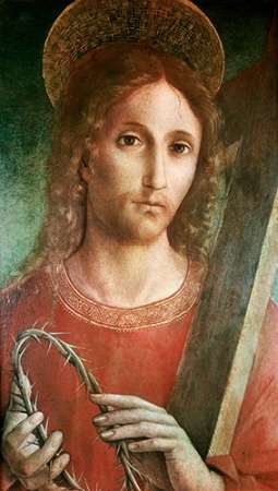 Wall Art Painting id:186359, Name: Jesus With Cross and Crown of Thorns, Artist: Pacchiarotto, Giacomo