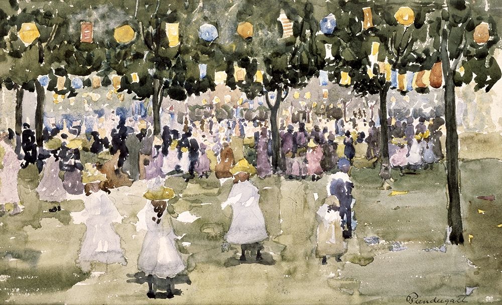 Wall Art Painting id:268296, Name: Central Park, New York City, July 4th, Artist: Prendergast, Maurice Brazil
