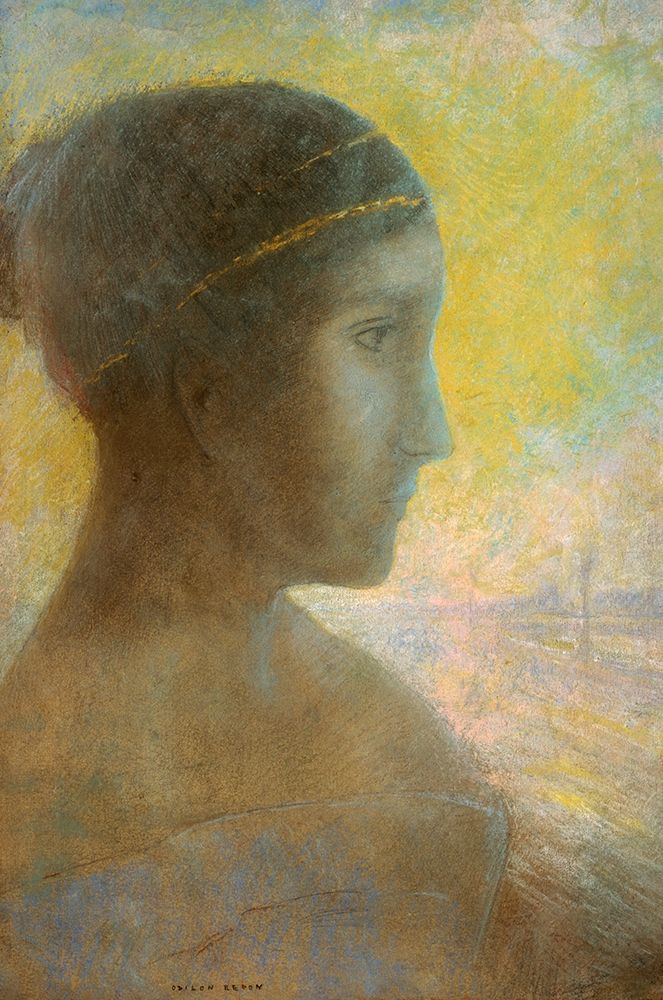Wall Art Painting id:268442, Name: Head of a Young Woman in Profile, Artist: Redon, Odilon