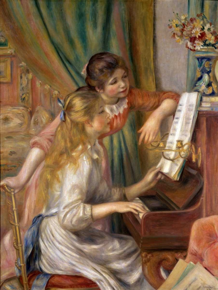 Wall Art Painting id:91536, Name: Two Young Girls at the Piano, Artist: Renoir, Pierre-Auguste