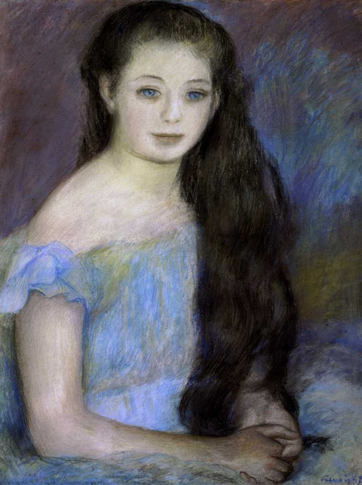 Wall Art Painting id:91539, Name: Young Girl With Dark Brown Hair, Artist: Renoir, Pierre-Auguste