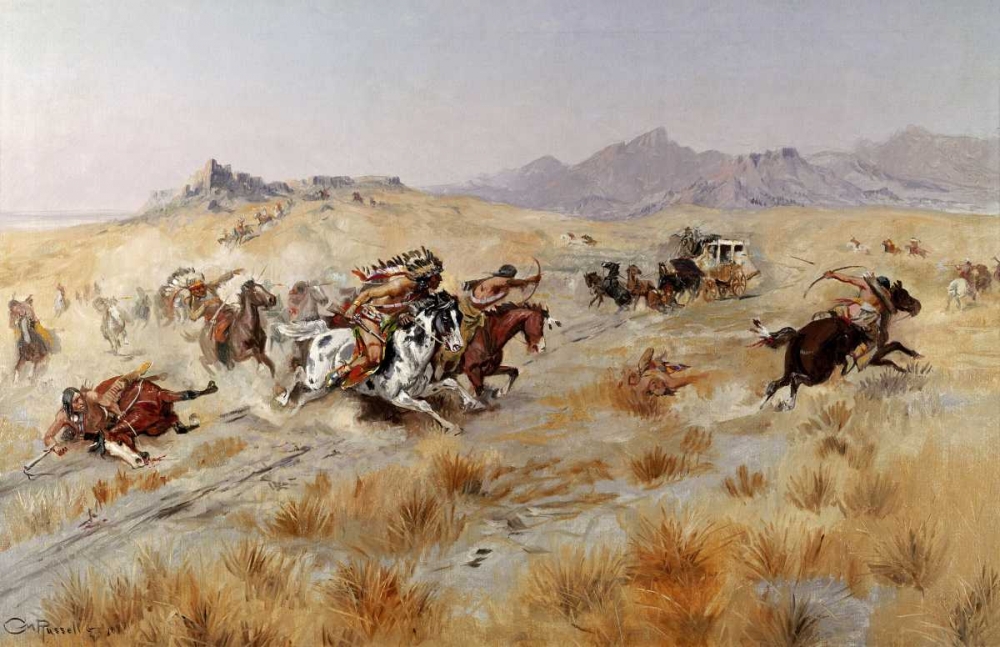 Wall Art Painting id:91575, Name: Attack, Artist: Russell, Charles M.