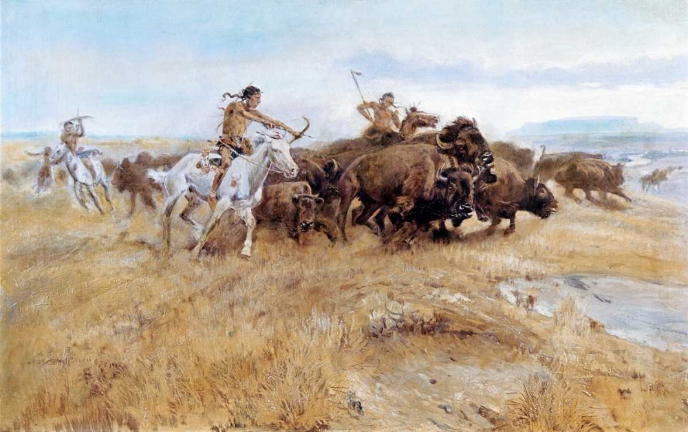 Wall Art Painting id:91576, Name: Buffalo Hunt, Artist: Russell, Charles M.